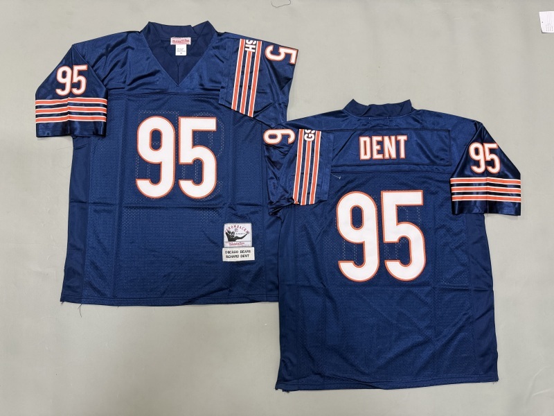 Men 2025 Nike Chicago Bears #95 Dent Blue Throwback Limited NFL Jersey style 002